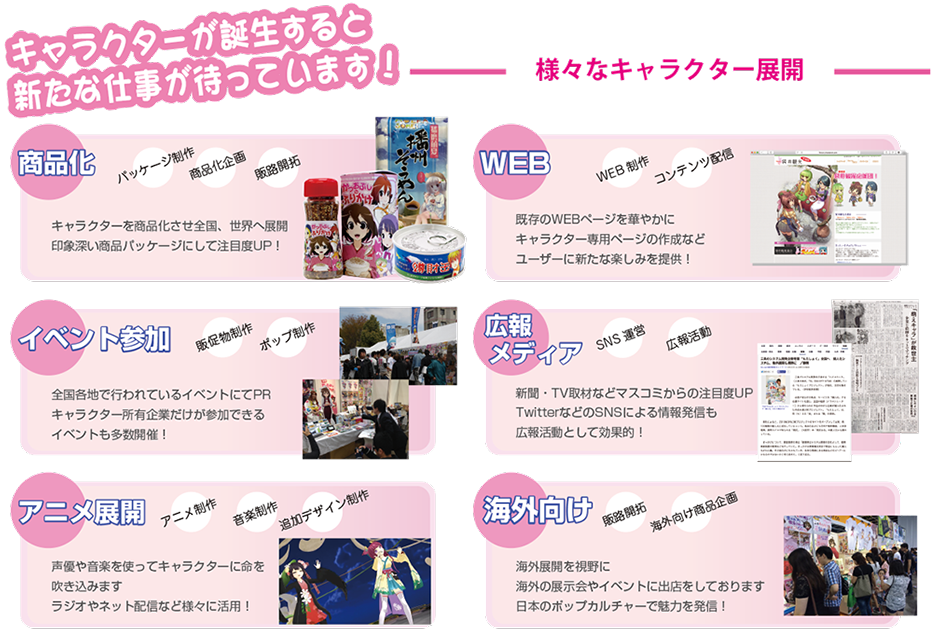 様々なキャラクター展開